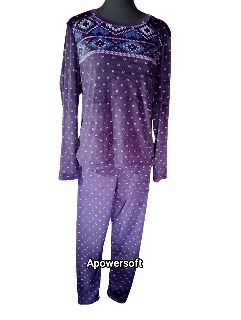 Purple Patterned Two-Piece Pajama Set